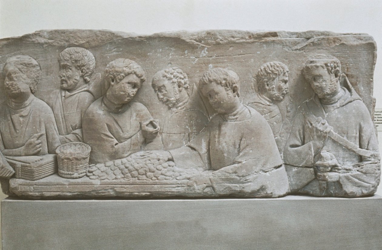 Romersk begravelsesstele, der viser en scene for skattebetaling, Neumagen-Dhron, Tyskland af Roman