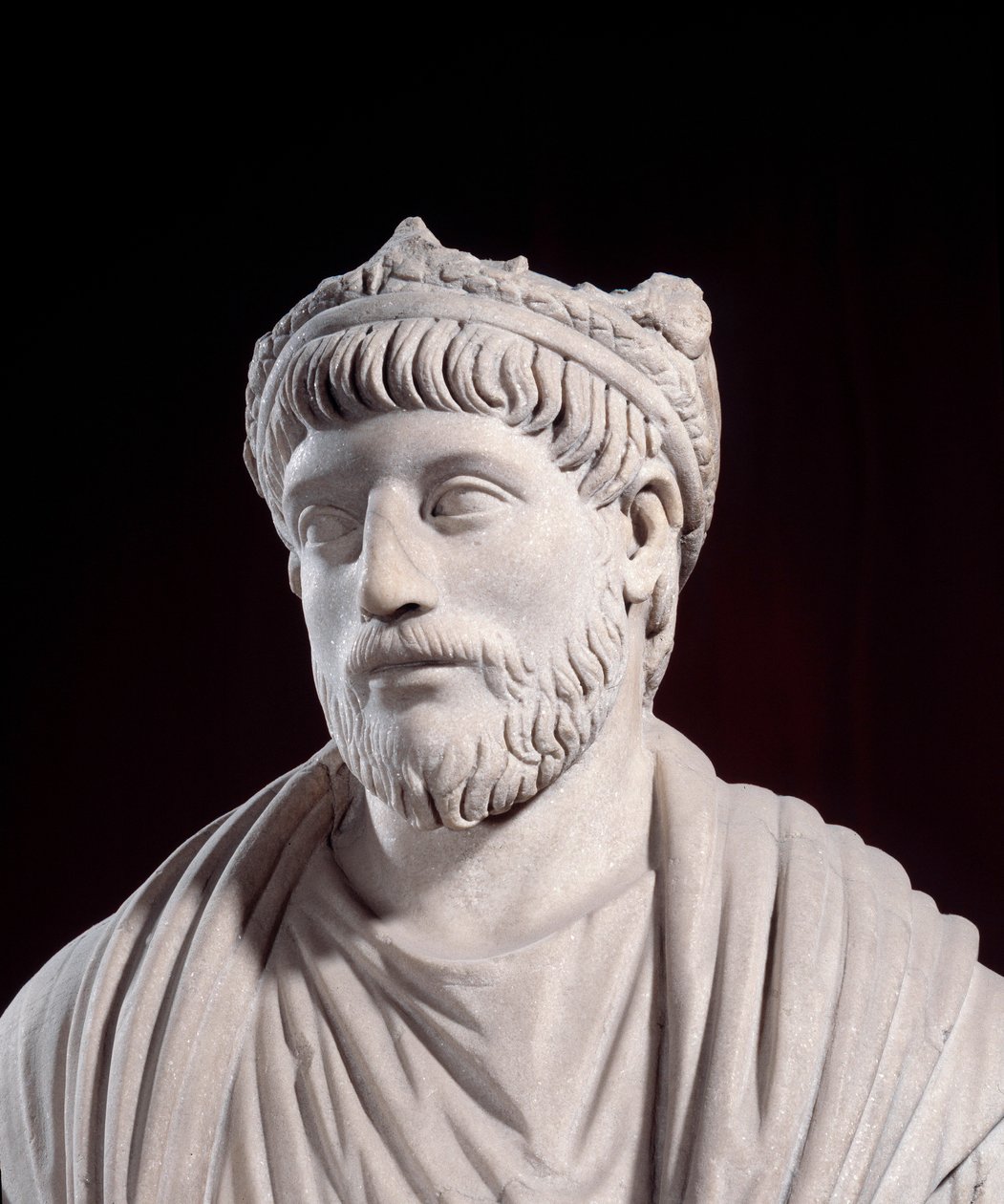 Roman Greco Art: Skulptur af den romerske kejser Julien Ler Apostate (331 - 363) (4. århundrede AP. JC) Paris, Musee du Louvre af Roman
