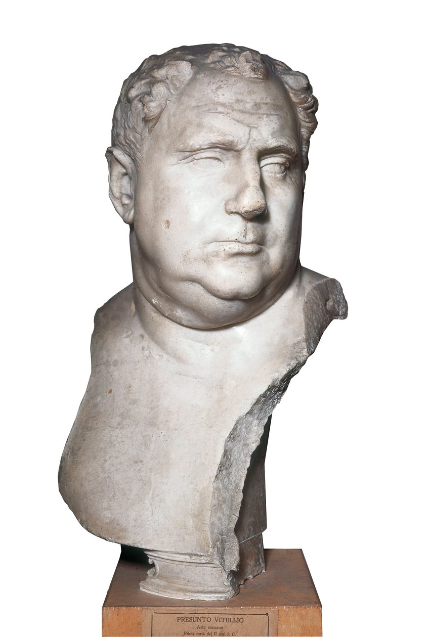 Romersk kunst: ""Buste af Vitellius (15-69) romersk kejser" 2. århundrede (marmor) af Roman