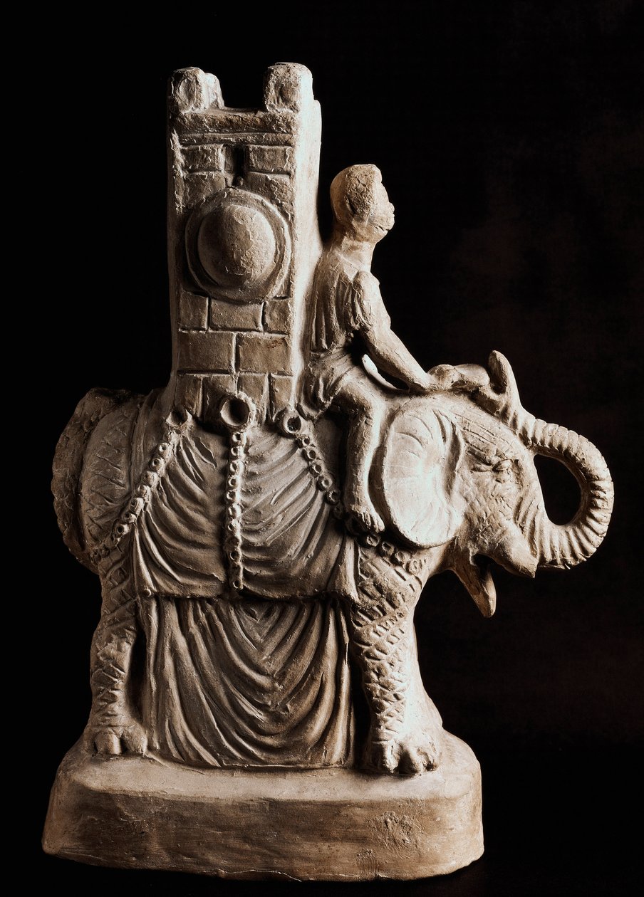 Romersk kunst: "" Terrakottavase i form af elefant"" Periode med puniske krige - Napoli, arkæologisk museum - Krigselefant - Romersk terrakotavase fra perioden med de puniske krige, Museo Archeologico Nazionale, Napoli, Italien af Roman