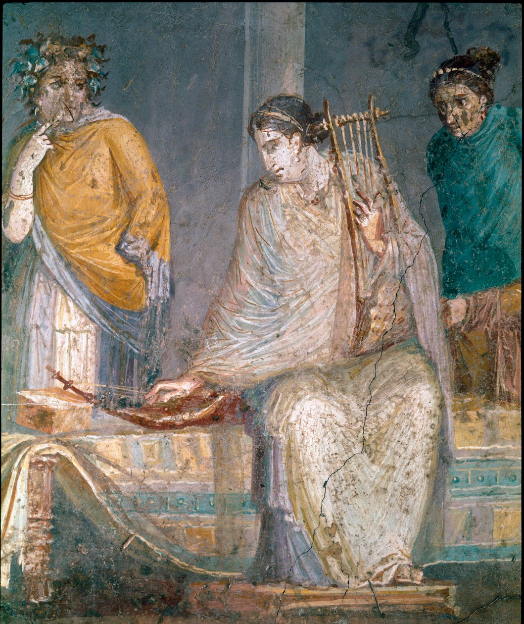 Romersk kunst: en cythared. Fresko fra stedet for Castellammare di Stabia nær Napoli. 1. århundrede e.Kr. (fresko) af Roman