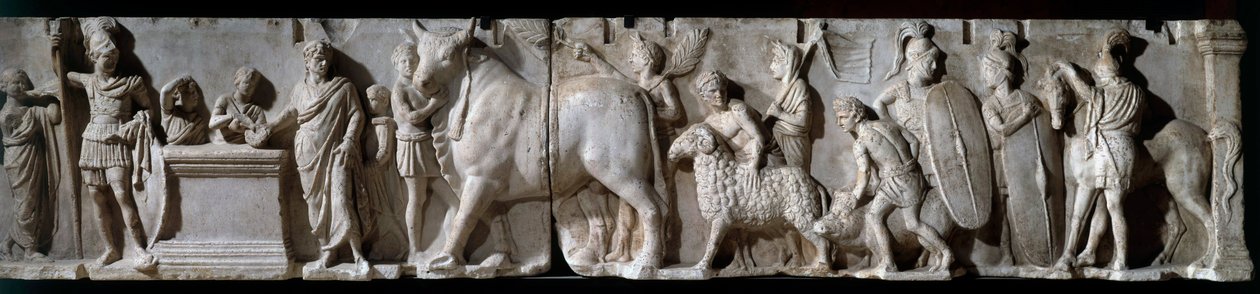 Romersk kunst: Domitius Ahenobarbus alter. 100 f.Kr. Scene for ofring til guden Mars. relief på marmor. søn 2.05 m. Paris, Louvre-museet af Roman