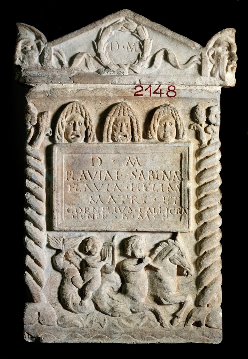 Romersk kunst: cinerary urne i Paris marmor af Flavia Sabina, tilbudt af hendes datter og svigersøn. 2. århundrede efter JC. fra Rom. Louvre museum af Roman