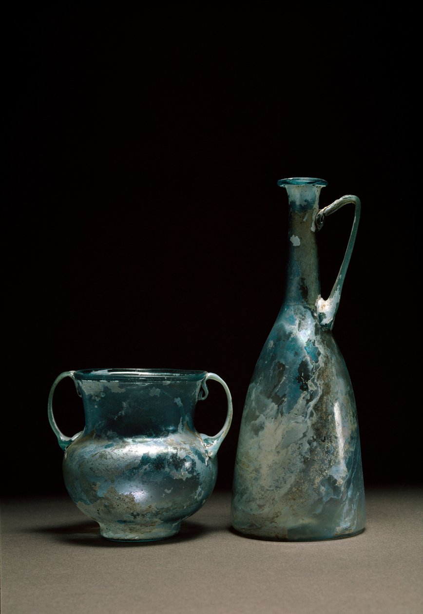 Romersk kunst: glasflasker. 1. og 2. århundrede e.Kr. Nationalmuseet for romersk kunst Madrid af Roman