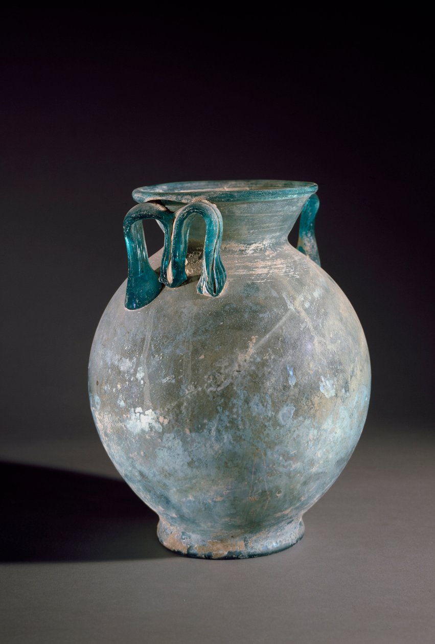 Romersk kunst: glasvase med hank. Fra Pompei, Italien. Napoli Nationale Arkæologiske Museum af Roman