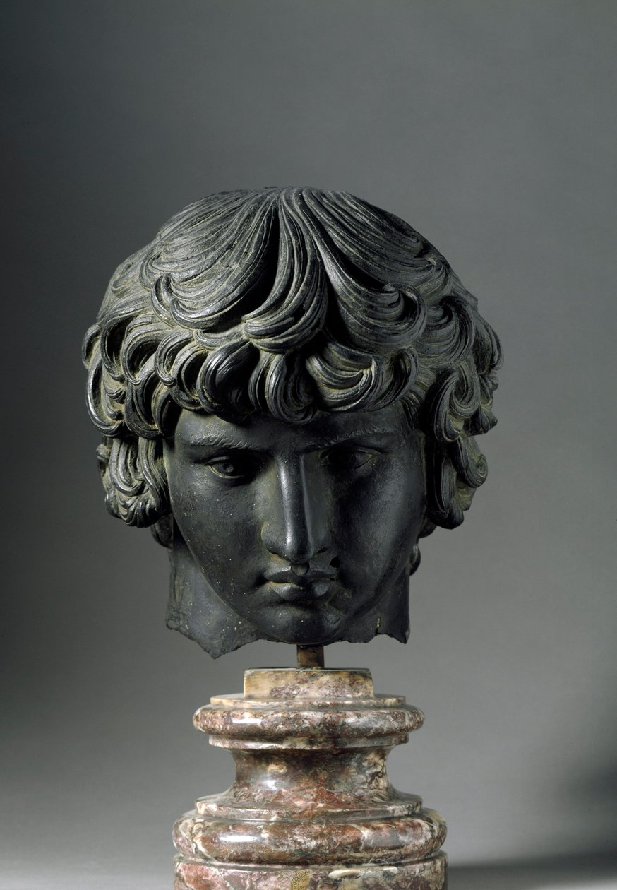 Romersk kunst: repræsentation af Antinous (eller Antinoo, ca. 110-130), ung mand elsker af kejser Hadrian. Bronze skulptur. Firenze, Museo Archeologico af Roman