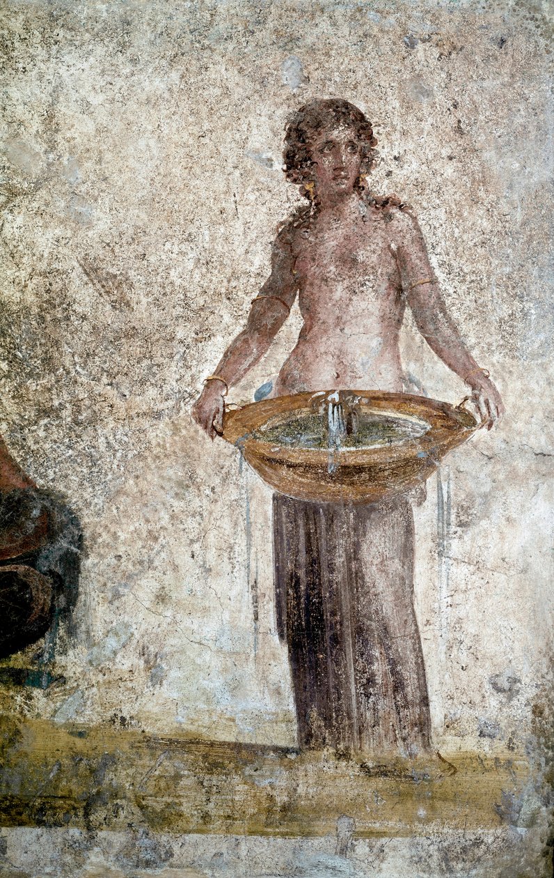 Romersk kunst: repræsentation af en nymfe. Detalje af en fresco fra huset til Vestales i Pompei. 1. århundrede e.Kr. Paris, Louvre-museet af Roman
