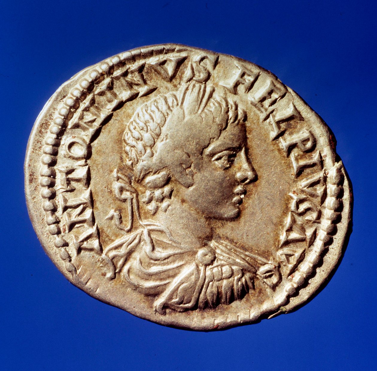 Romersk kunst: sølvbenægter med billedkunst af den romerske kejser Elagabal (Heliogabale eller Marcus Aurelius Antoninus) (204-222 e.Kr.) Paris, B.N. af Roman
