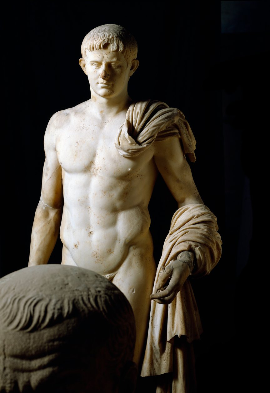 Romersk kunst: statue af kejser Claude I (Tiberius Claudius Drusus) (10 f.Kr.-54 e.Kr.) fra Formia. Museo Archeologico Nazionale, Napoli af Roman