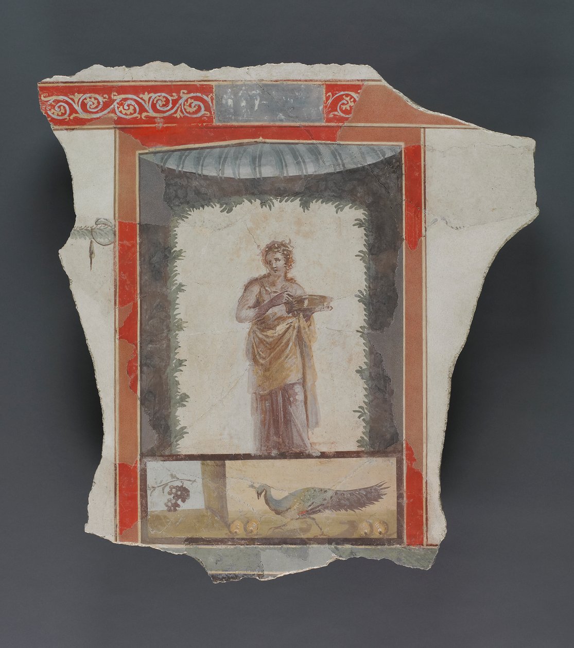 Romersk freskofragment (gips og pigment) af Roman
