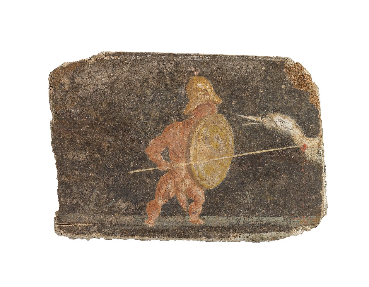 Romersk vægmaleri fragment, ca. 1.-2. århundrede (fresco) af Roman