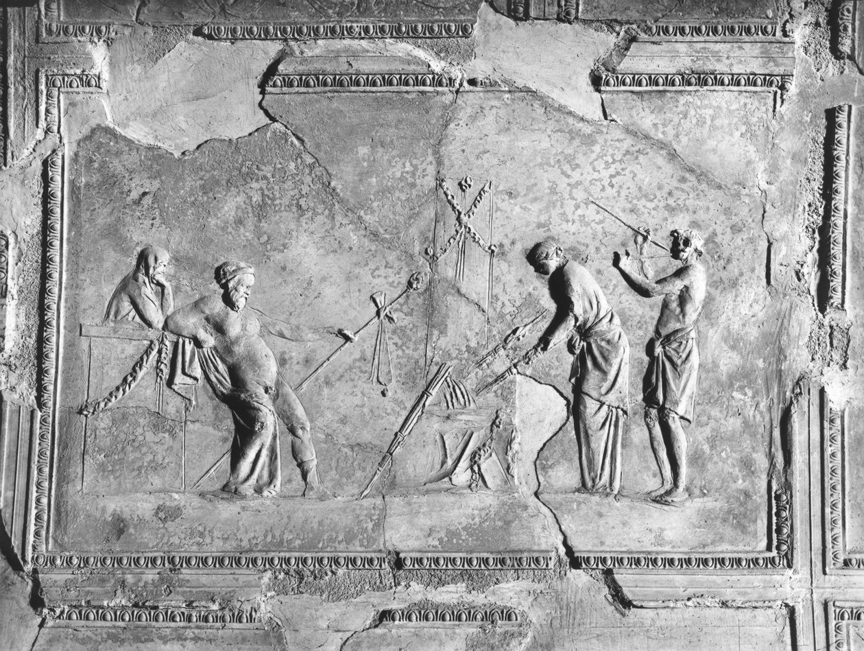 Scene af dionysiske mysterier (detalje af 242795) (stuk) (s/h foto) af Roman