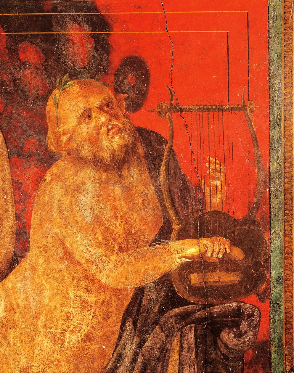 Silenus spiller lyre, fresko fra Villa of Mysteries, Pompeji, Campania, romersk civilisation af Roman