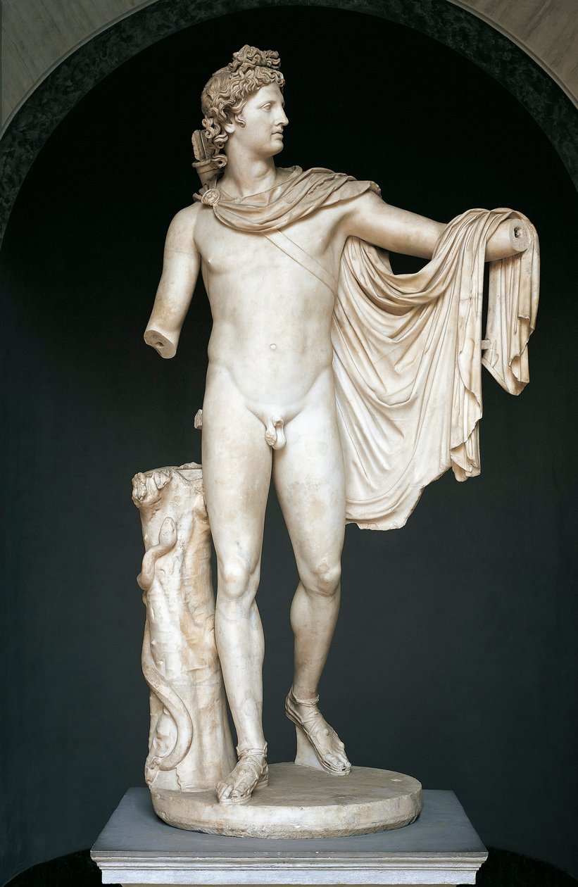 Statue kendt som Apollo Belvedere, kopi efter græsk bronze-original fra det 4. århundrede f.v.t. (marmor) af Roman