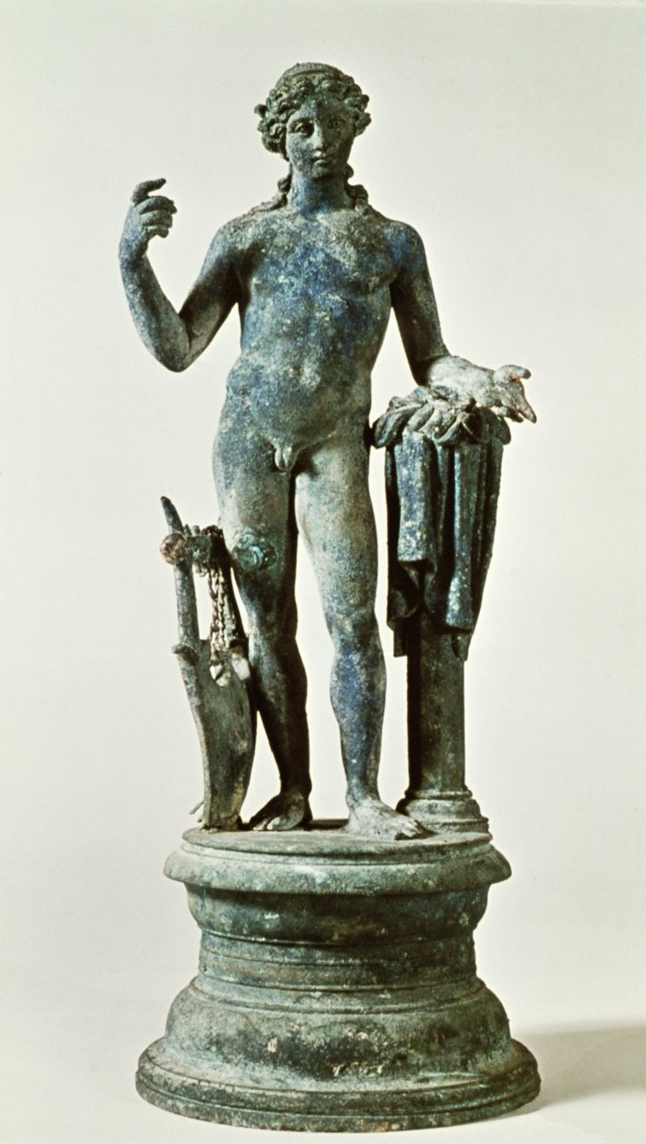 Statue af Apollo fra House of Red Walls, Pompeji, ca. 30 AD (bronze) af Roman
