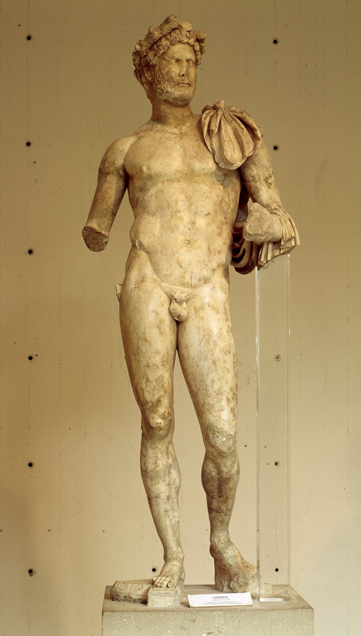 Statue af kejser Hadrian (Adrien) - Arkæologisk museum i Vaison-la-Romaine, 2. århundrede af Roman