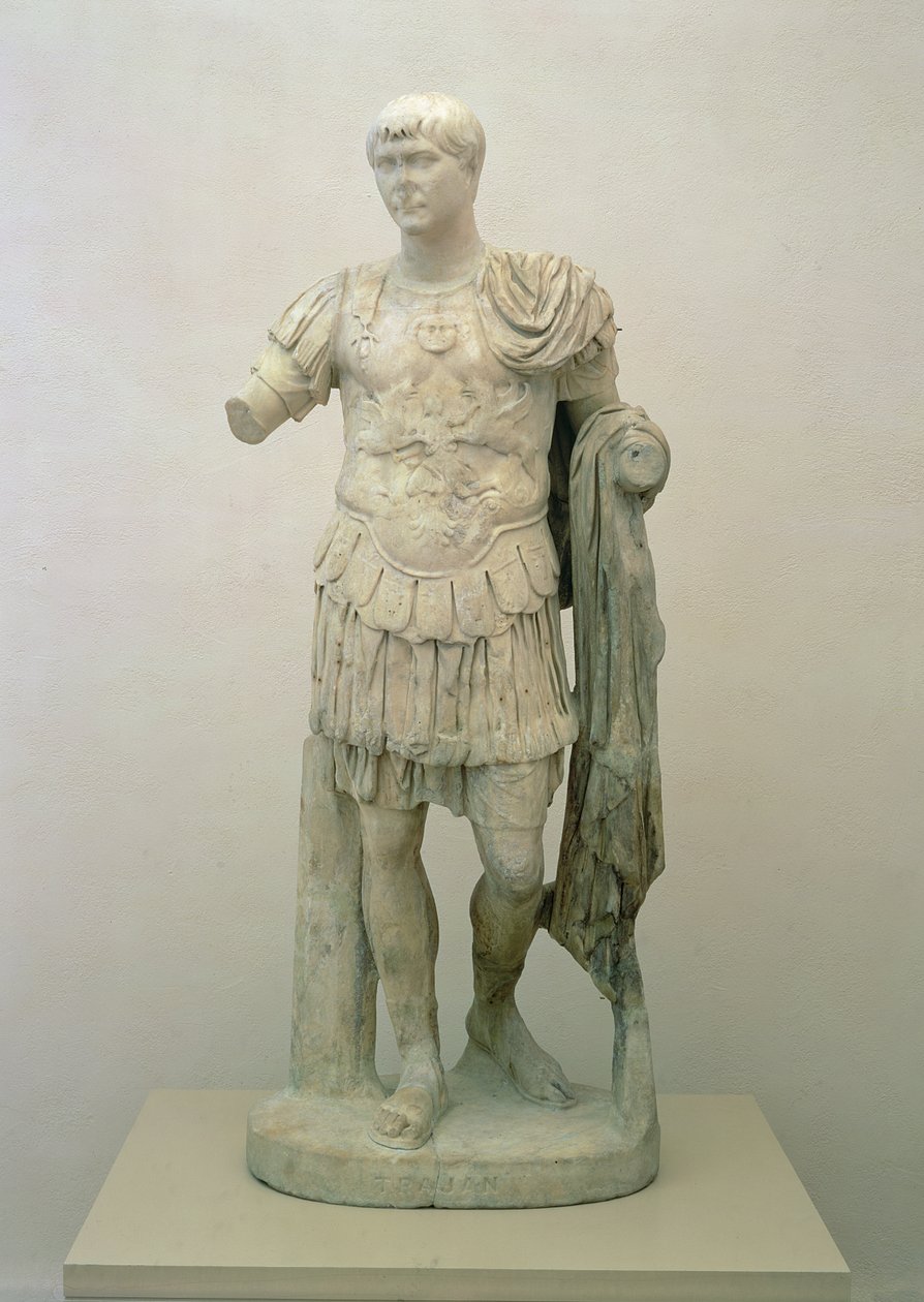 Statue af kejser Trajan (ca. 53-117) Antoninske periode, ca. 120 e.Kr. (pentelisk marmor) af Roman