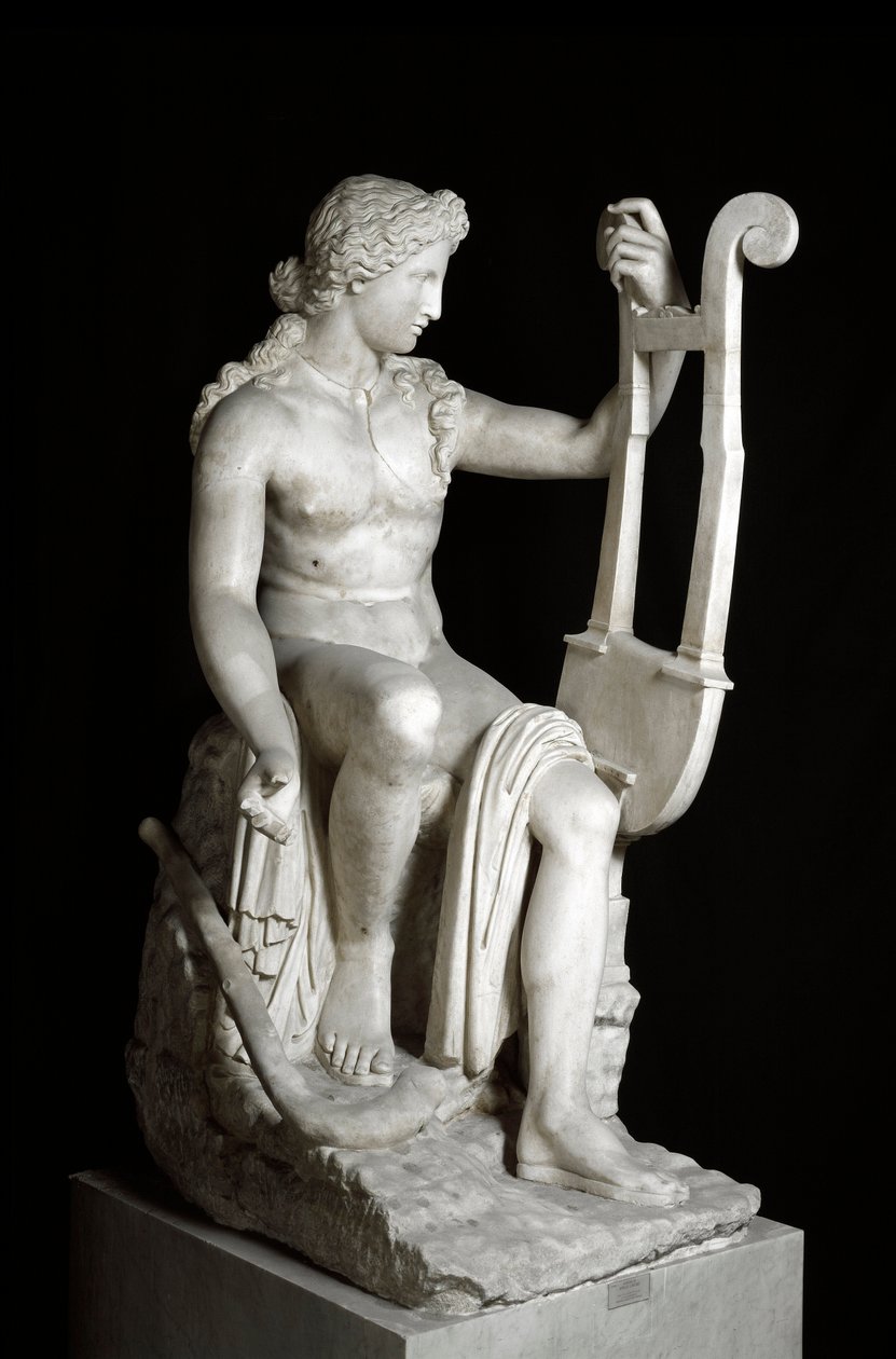Apollo Lyricine eller Apollo holder en lyre romersk marmorskulptur efter den græske original. 3. århundrede f.Kr. Rom, Museo Nazionale Romano (Palazzo Massimo alle Terme) af Roman