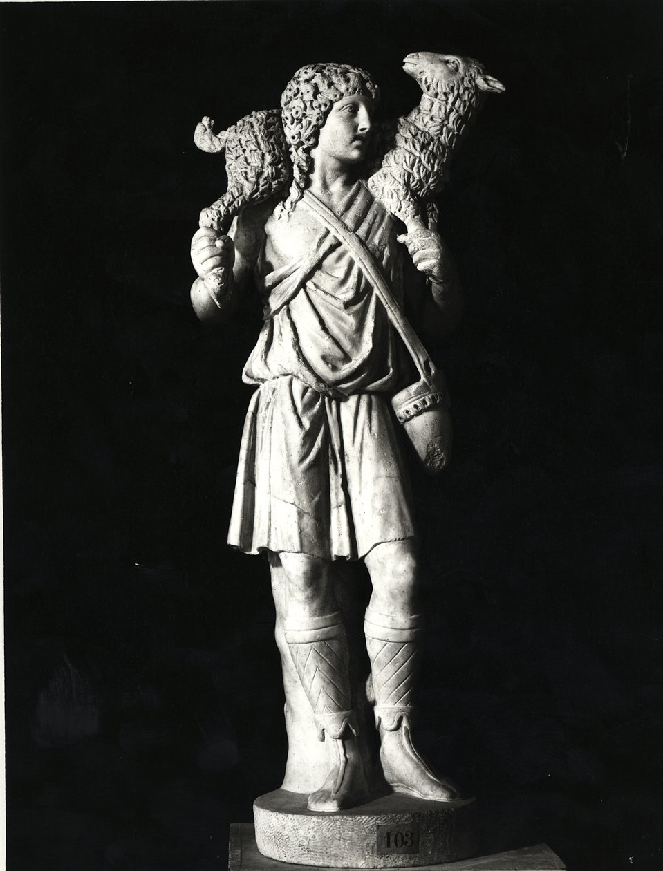 Den gode hyrde, tidlig kristen periode (marmor) (s/h foto) af Roman