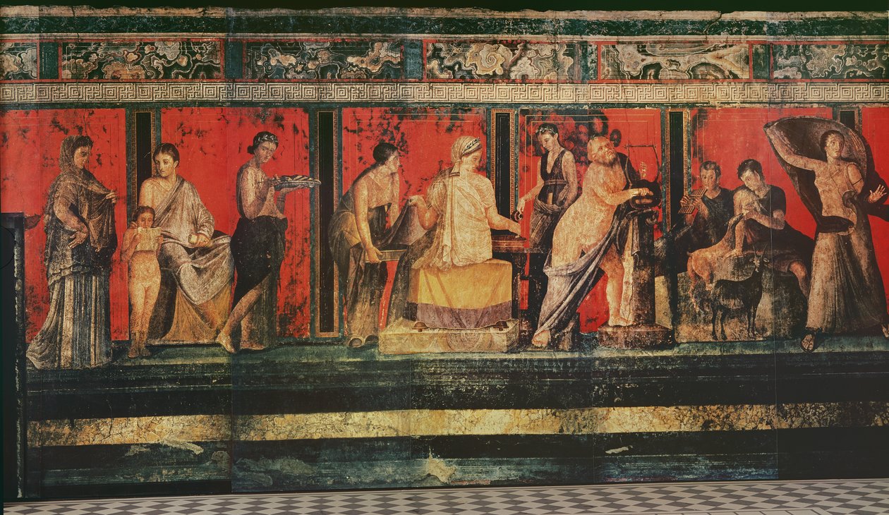 The Hall of Mysteries, Pompeji, 79AD (vægmaleri) af Roman