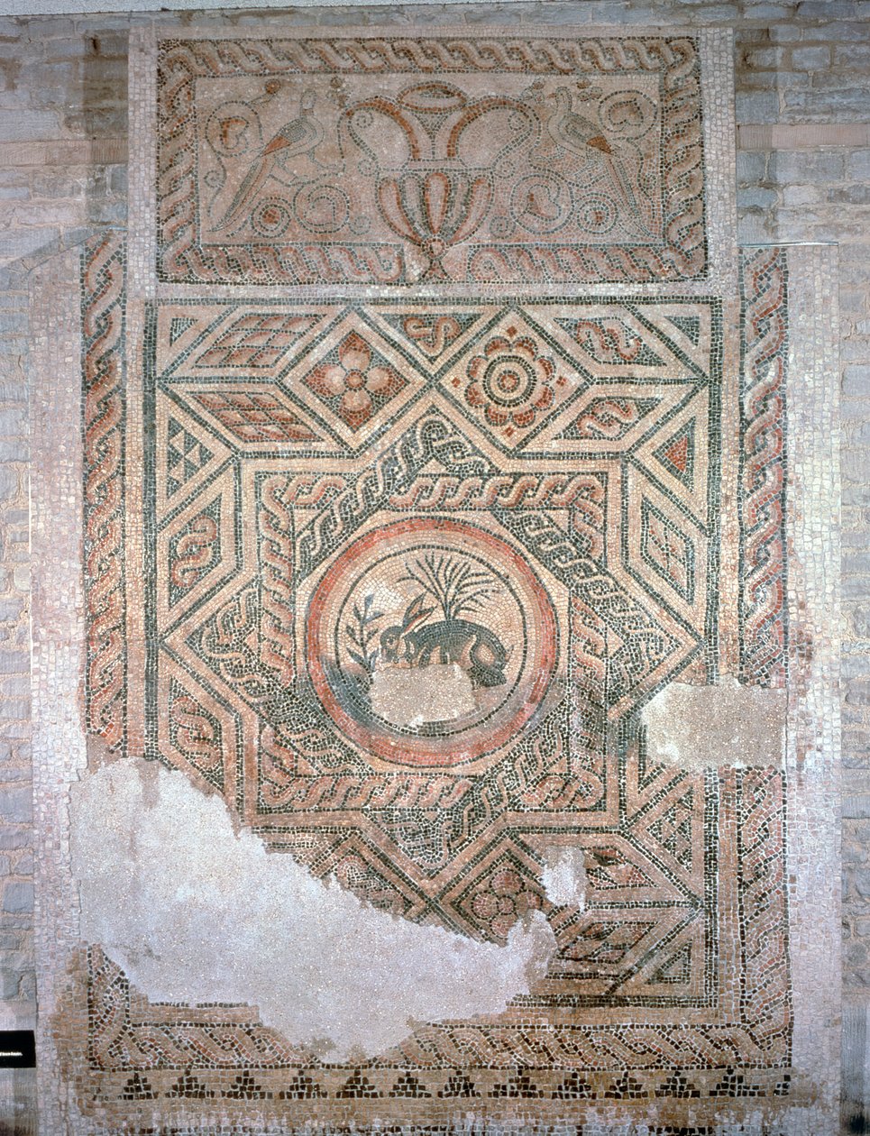 Haremosaikken, 350 e.Kr. (mosaik) af Roman