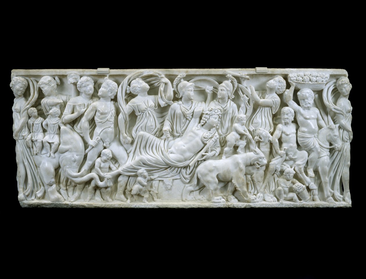 Dionysos indiske triumf, 180-195 e.Kr. (hvid marmor) af Roman