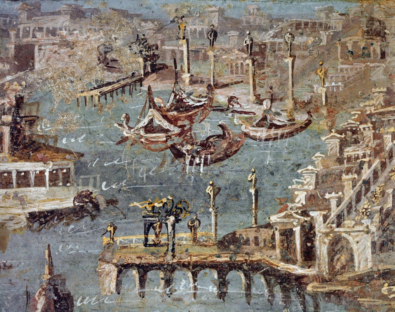 Byen og havnen i Pozzuoli (fresco af Roman