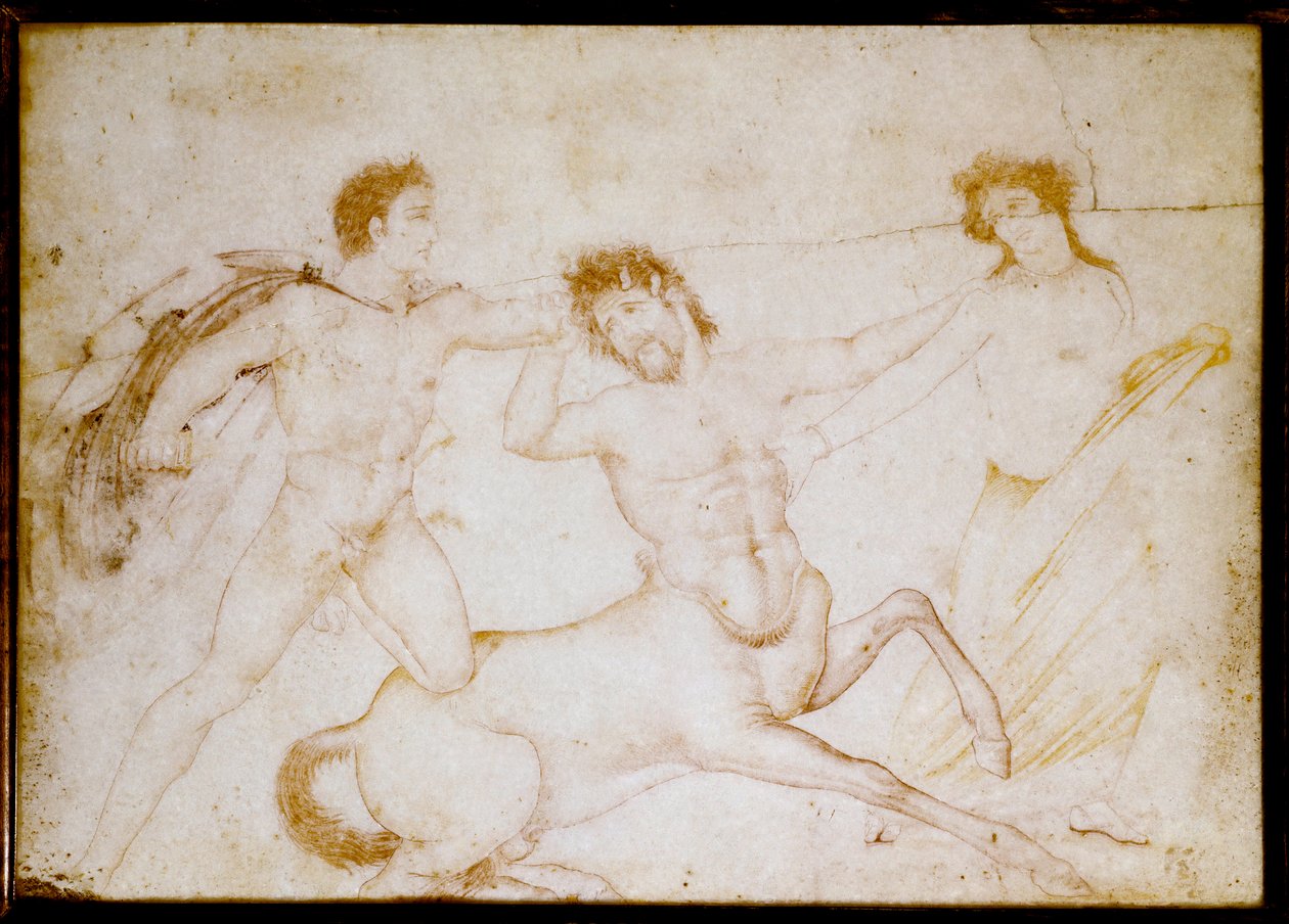 Theseus og kentauren (tegning på marmor af Roman