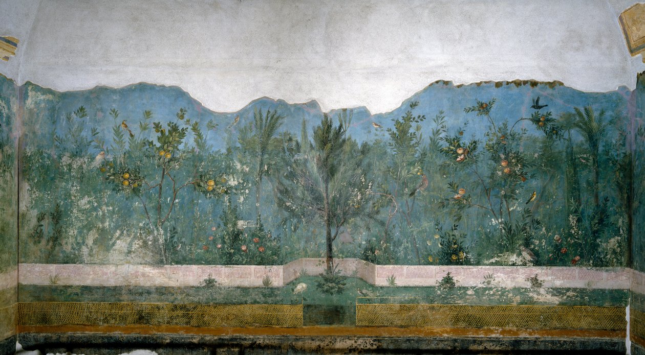 Trompe loeil have fra Villa of Livia, 40-20 f.Kr af Roman