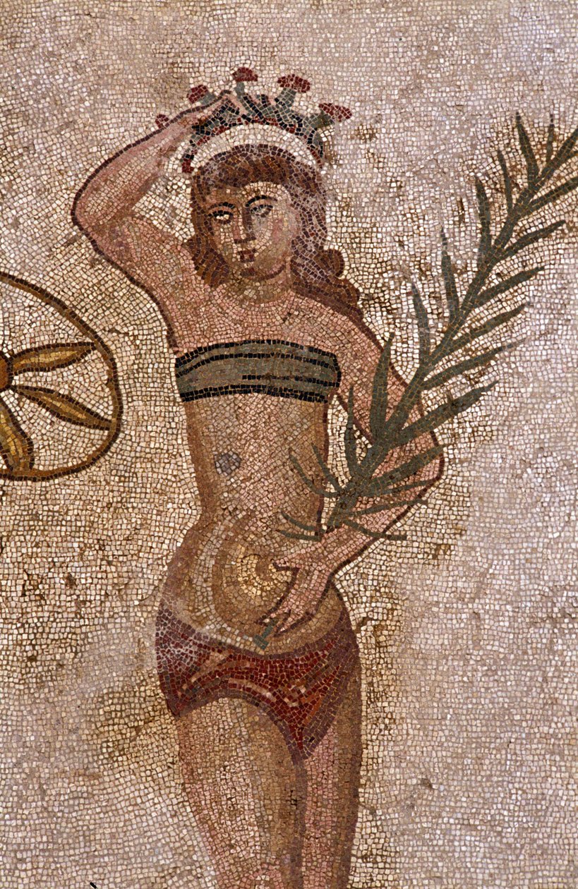 Unge romere engageret i fysiske øvelser. De bærer et lændeklæde rundt om nyrerne og en strophium (ancetra af bh