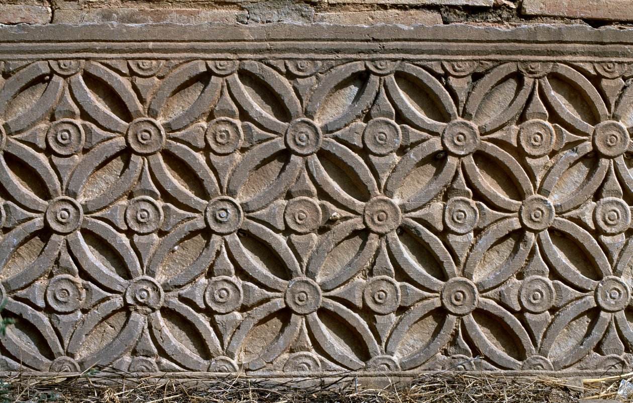 Arkitektonisk fragment med udskåret dekoration, højkejsertid (27 f.Kr.-395 e.Kr.) af Roman Imperial Period