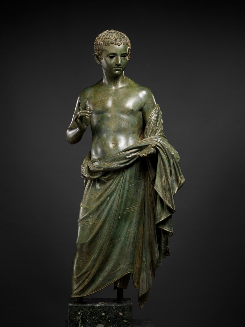 Bronzestatue af en aristokratisk dreng, 27 BC-14 AD (bronze) af Roman Imperial Period