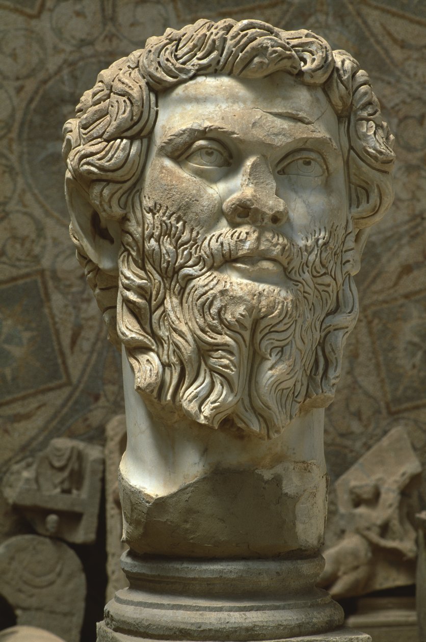 Buste af Septimus Severus (145-211), højkejsertid (27 f.Kr.-395 e.Kr.) (marmor) af Roman Imperial Period