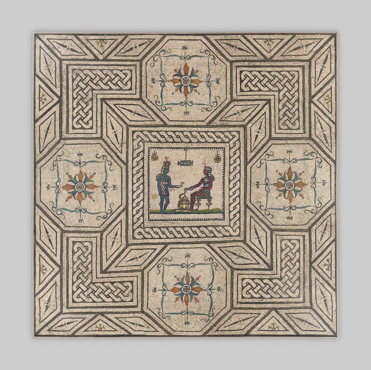 Mosaikbelægning med egyptisk scene, ca. 130-150 e.Kr. (sten og glas) af Roman Imperial Period