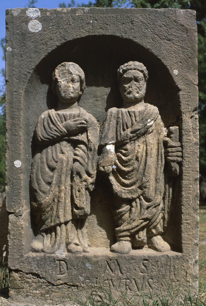 Stela med to menneskefigurer, høj kejsertid (27 f.Kr.-395 e.Kr.) af Roman Imperial Period