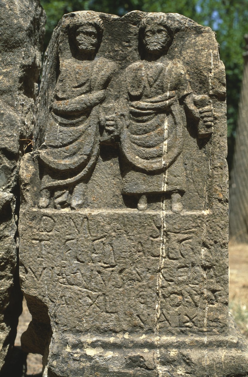 Stela med to menneskefigurer, højkejsertid (27 f.Kr.-395 e.Kr.) af Roman Imperial Period