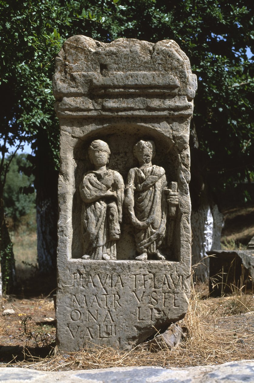 Stela med to menneskefigurer, højkejsertid (27 f.Kr.-395 e.Kr.) af Roman Imperial Period