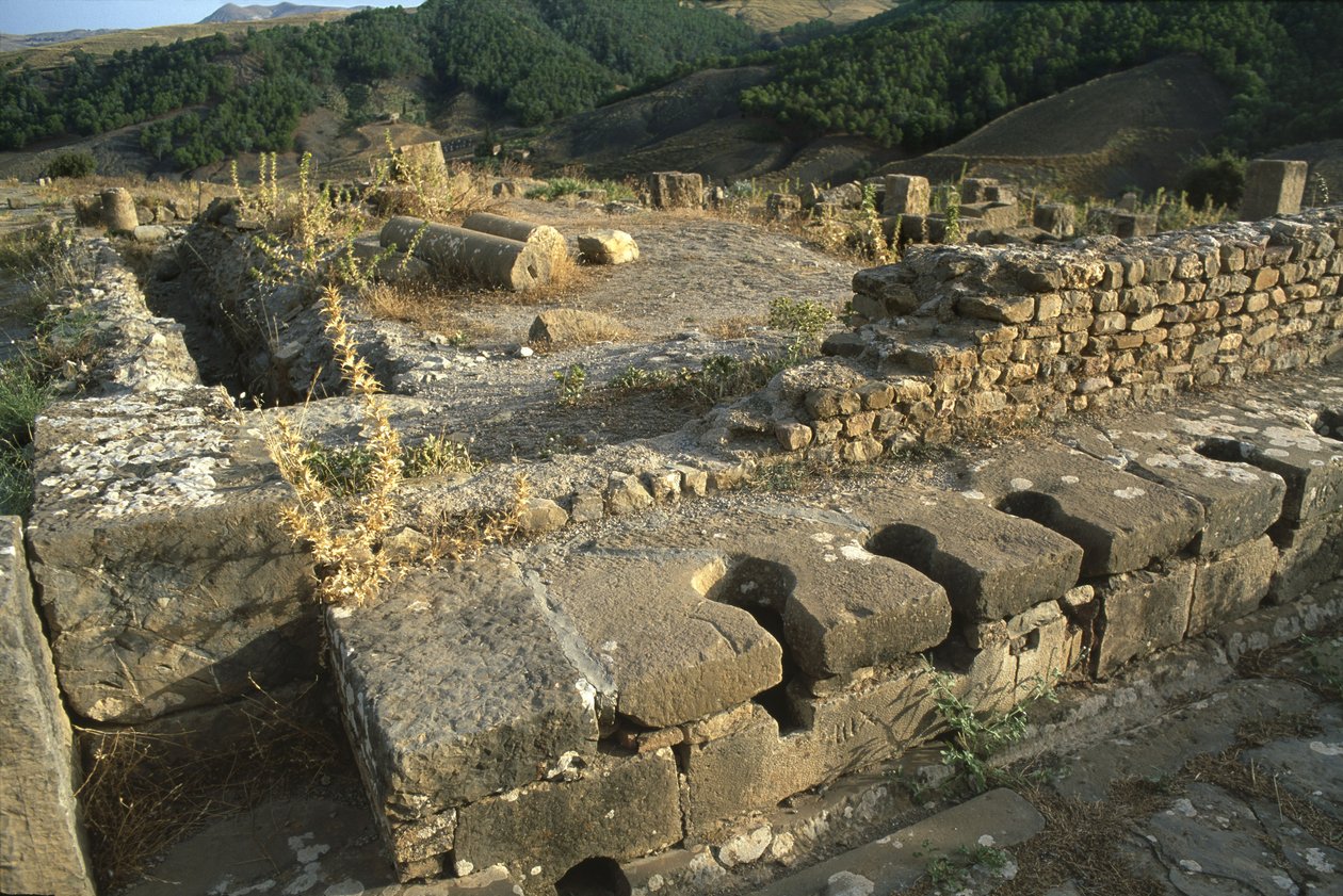Udsigt over et fælles toilet, den høje kejserperiode (27 f.Kr.-395 e.Kr.) af Roman Imperial Period
