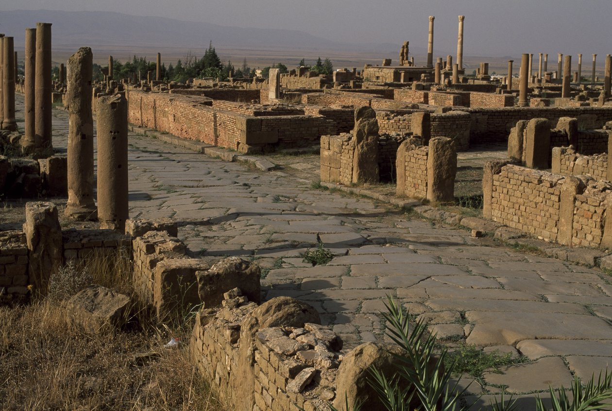 Udsigt over en gade, højkejsertid (27 f.Kr.-395 e.Kr.) af Roman Imperial Period