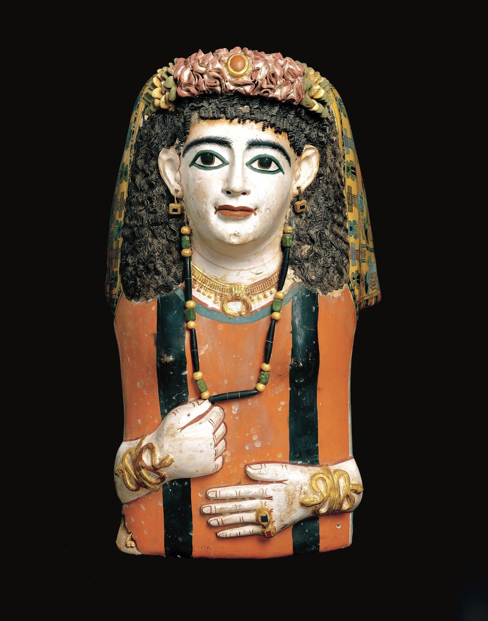 Mumiemaske, 60-70 e.Kr. (malet kartonnage, gips og plantefibre) af Roman Period Egyptian