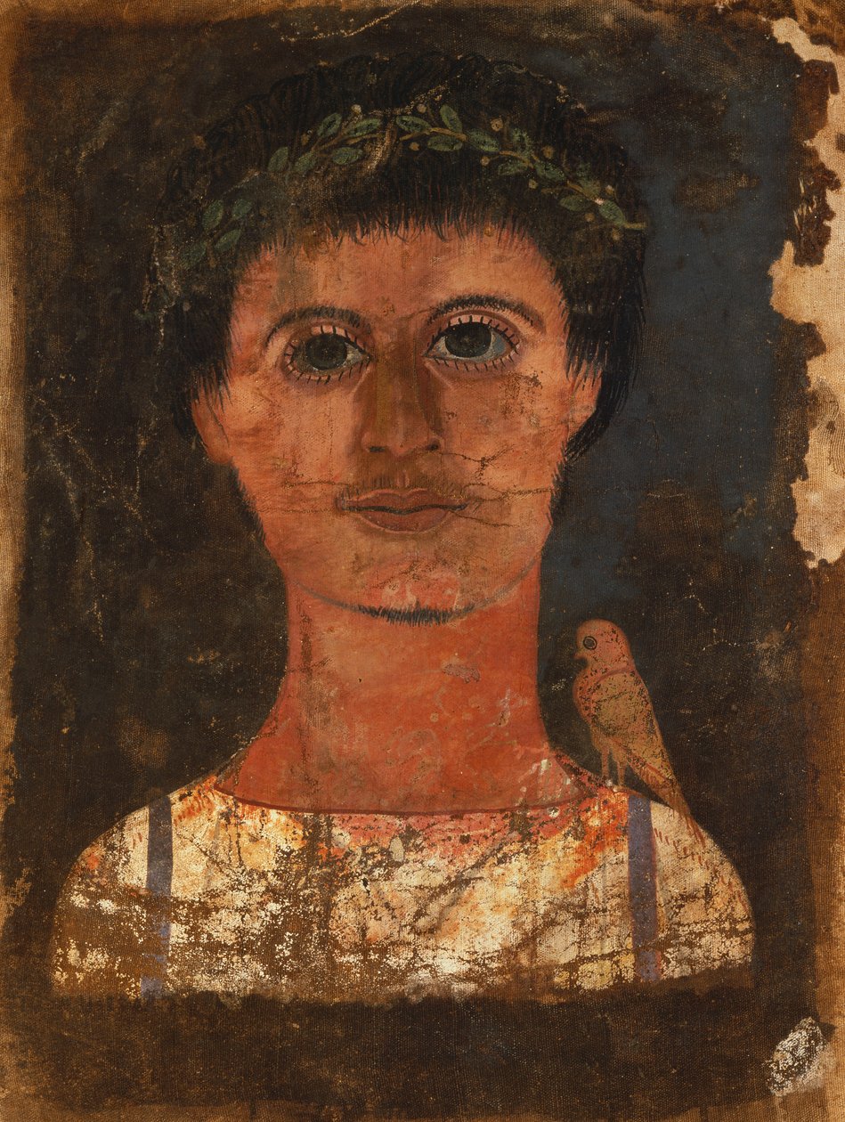 Mor ligklæde med malet portræt af en dreng af Roman Period Egyptian