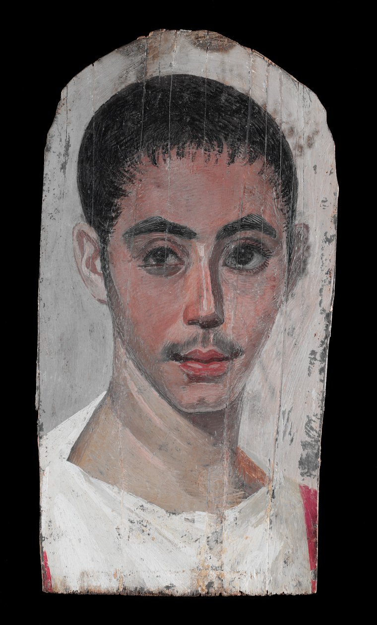 Portræt af en ungdom med et kirurgisk snit i det ene øje, 190-210 e.Kr. (enkaustisk maling på kalktræ) af Roman Period Egyptian