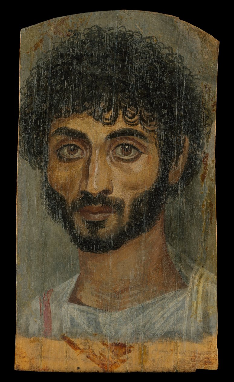 Portræt af en tynd-ansigtet, skægget mand, 160-180 e.Kr. (enkaustisk, limewood) af Roman Period Egyptian