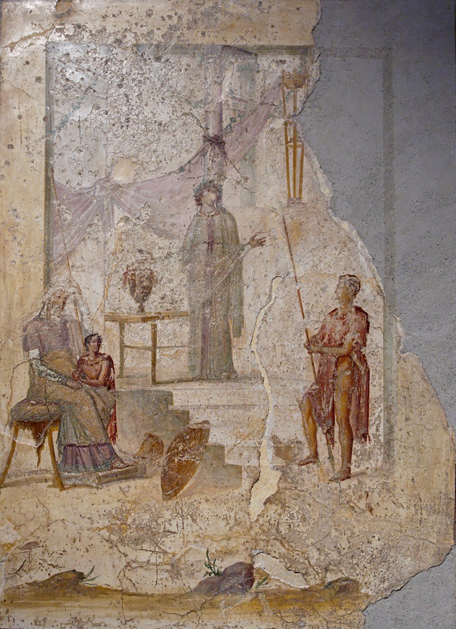 Cassandra forudsiger Trojas undergang, 1st H. 1st cen. AD af Roman Pompeian wall painting