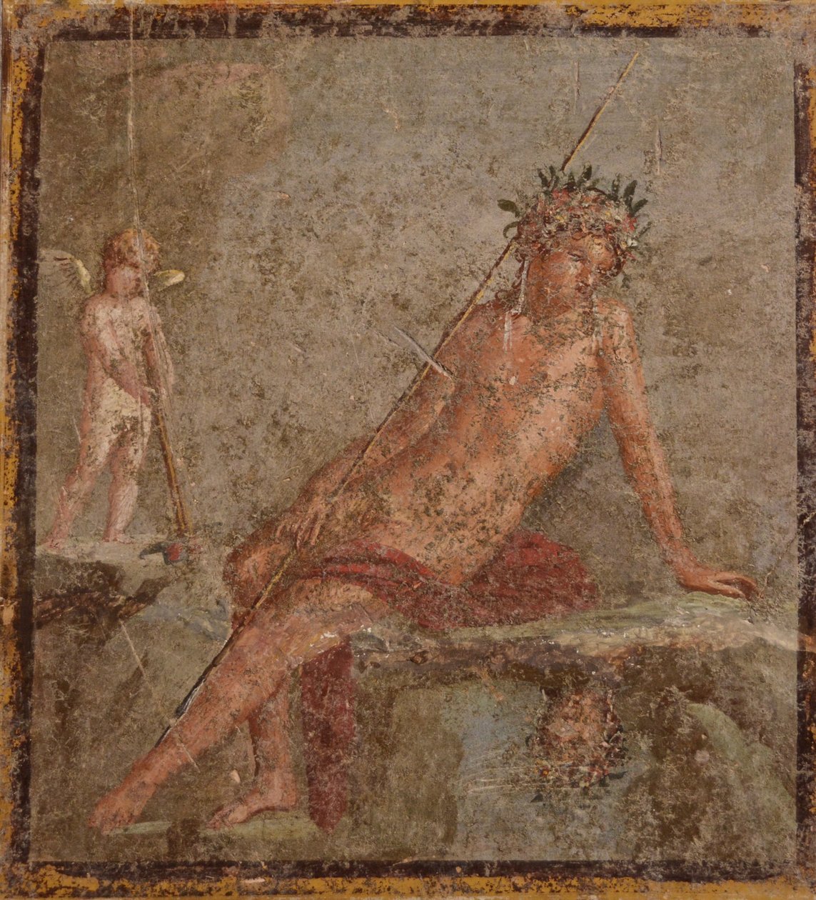 Narcissus, 1. H. 1. århundrede. AD. af Roman Pompeian wall painting.