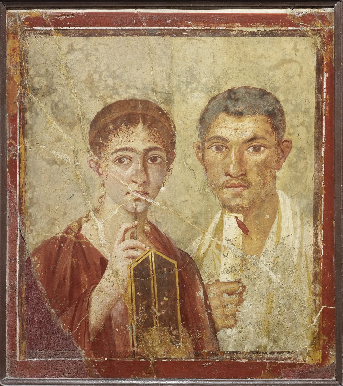 Portræt af bageren Terentius Neo og hans kone af Roman Pompeian wall painting