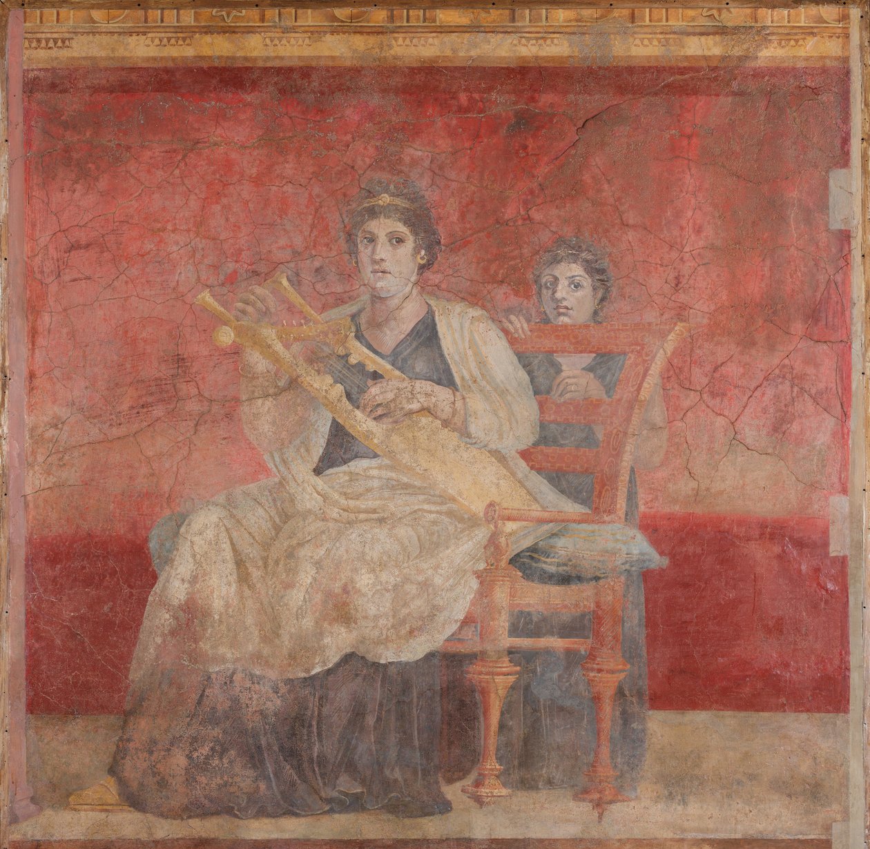 Siddende kvinde, der spiller en kithara, ca. 50–40 f.Kr. af Roman Republican Period