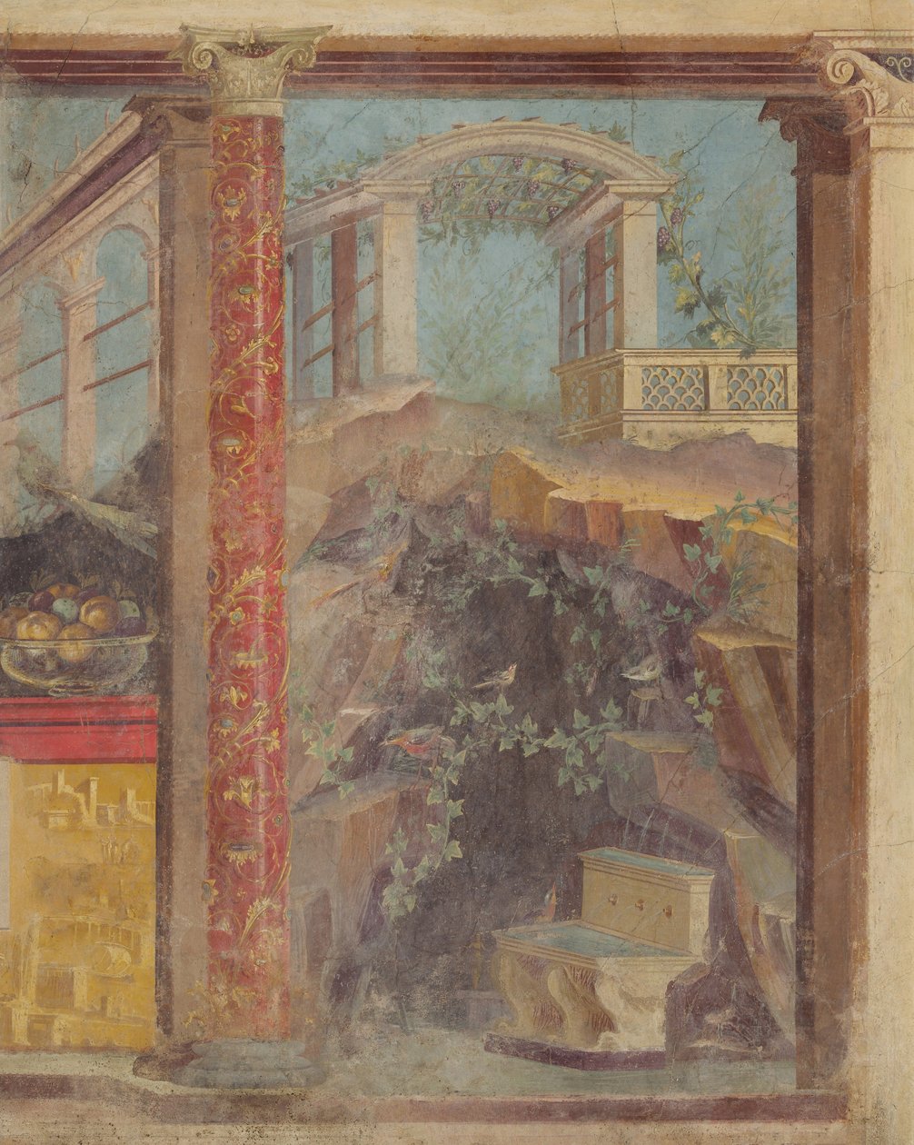 Vægmaleri fra cubiculumet i en villa i Boscoreale, ca. 50-40 f.Kr. af Roman Republican Period
