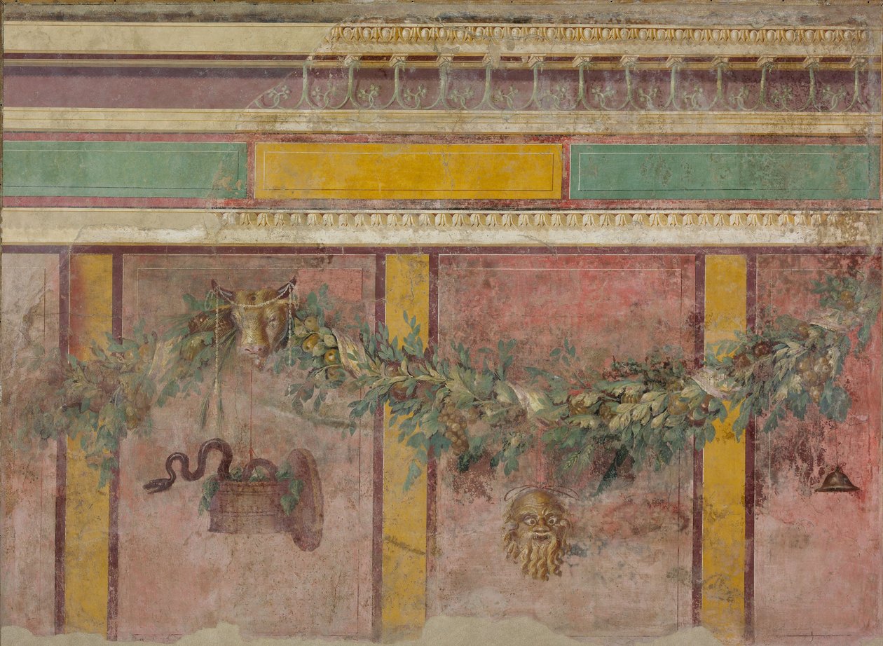 Vægmaleri fra exedra af en villa ved Boscoreale, ca. 50-40 f.Kr. af Roman Republican Period
