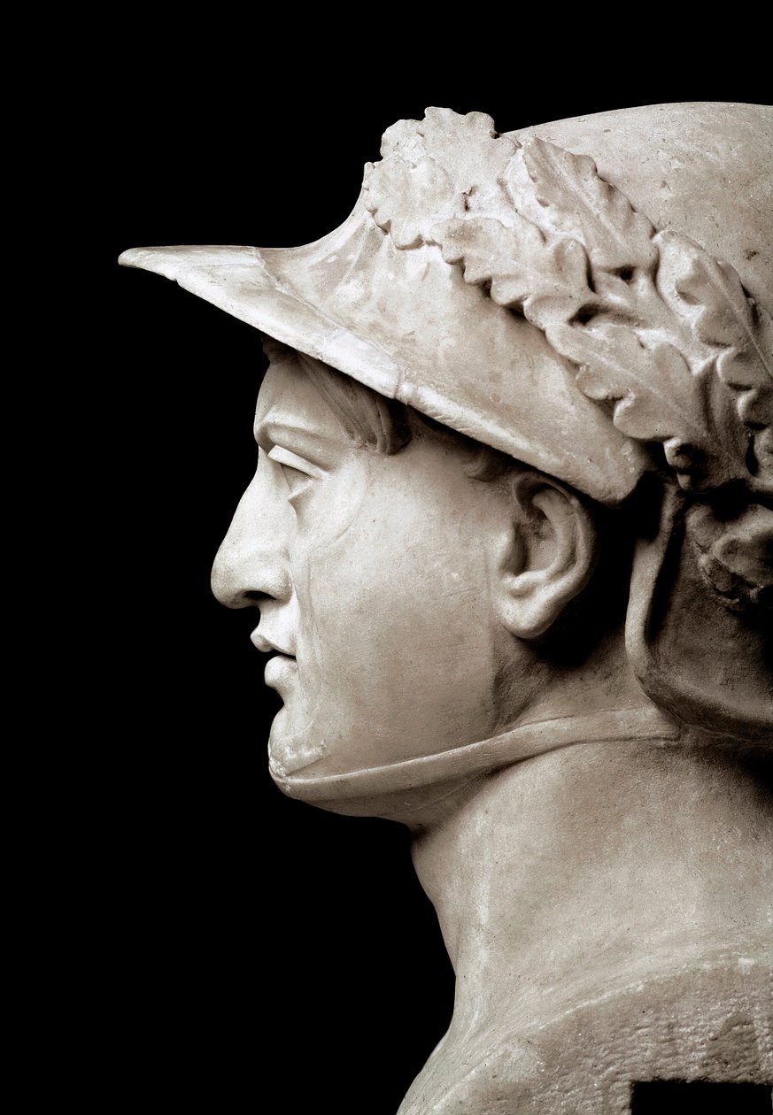 Buste af Pyrrhus I (eller Pyrrhos) konge af Epire fra 306 til 272 f.Kr. Fra Herculaneum (Herculanum). Fra en original 290 f.Kr. Napoli, Nationalt Arkæologisk Museum - Buste af Pyrrhus af Epirus (319-272 f.Kr.). Romersk kopi efter original c.290 f.Kr. Marmo af Roman Roman